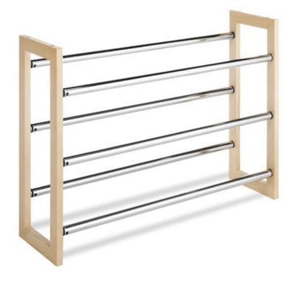 Whitmor Wood Chrome Shoe Rack Natural 6026-2516